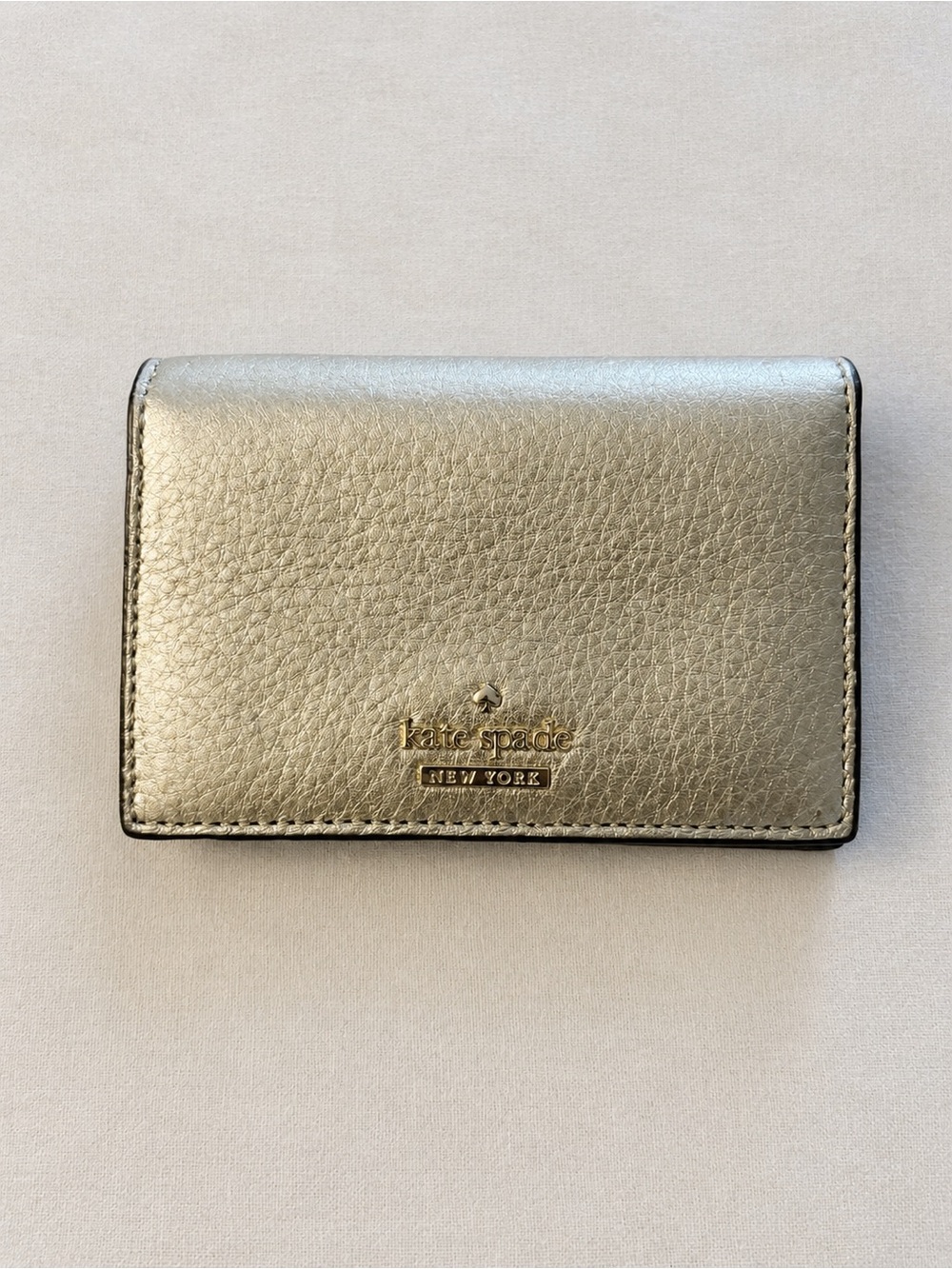 Kate Spade Blake Street Dot Gabe Metallic Pale Gold Leather Wallet